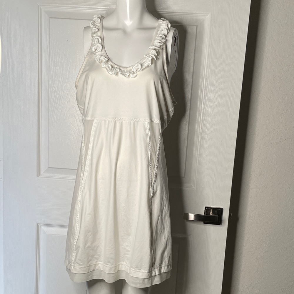 Adidas X Stella McCartney Ruffle Scoop Neck Athletic Tennis Tank Mini Dress